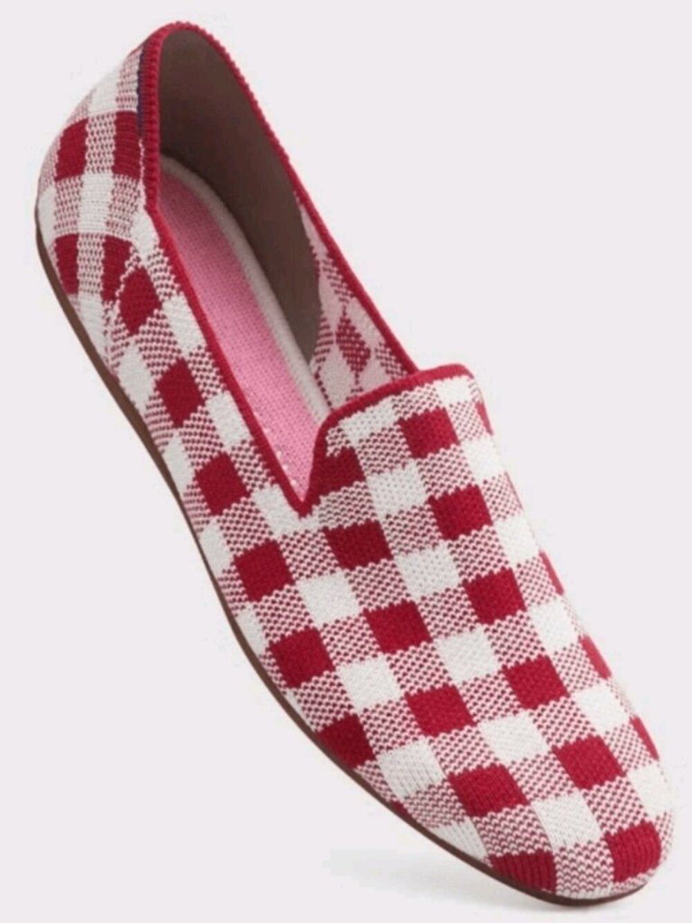 Rothys x Marta Ferri Scarlett Check Loafers Size 7 Red White Gingham Plaid Shoe - Picture 12 of 12